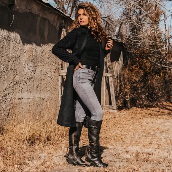 Freebird Cassius Black Lace Up Leather Tall Boots Size 10 Handcrafted Used - Picture 9 of 10